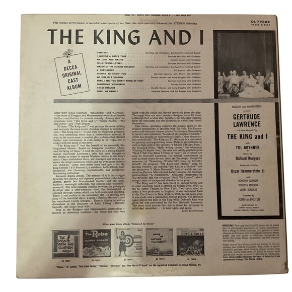 Rodgers & Hammerstein's "The King And I" Original Cast Album Vinyl Record 1959 - Picture 2 of 6